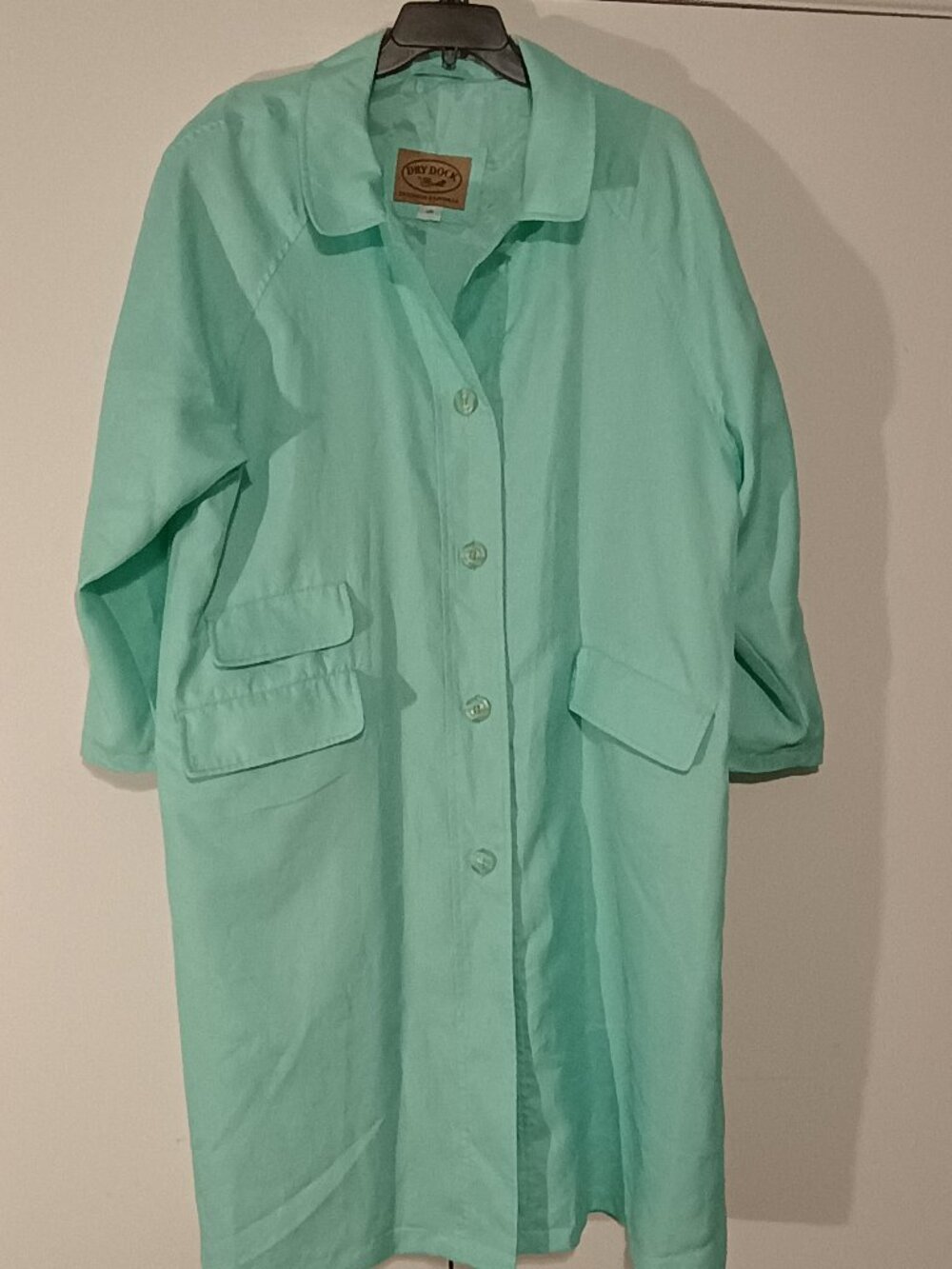 Dry Dock by Serbin Aqua Raincoat Trench Coat Plus Size 24W Long Jacket - Picture 2 of 9